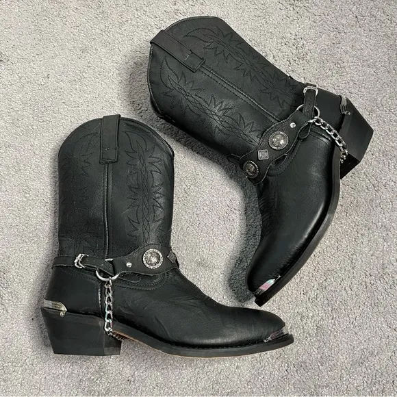 Dingo Western Boots Mens Suiter Harness 12&quot; Leather Black DI02175 SiE 9.5 D New
