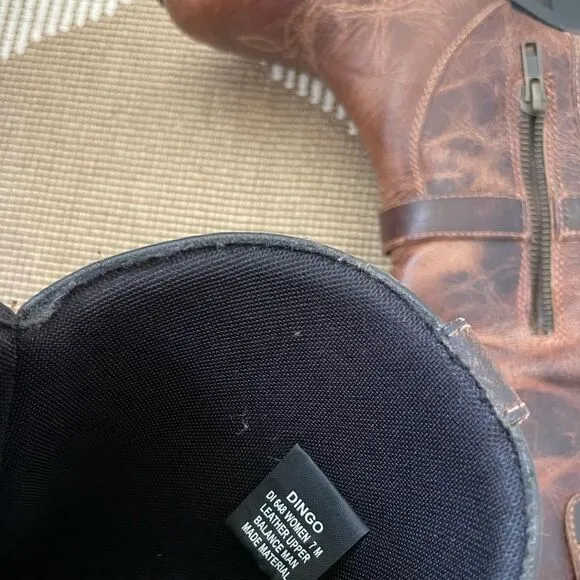 Dingo brown heeled buckle strap cowboy boots