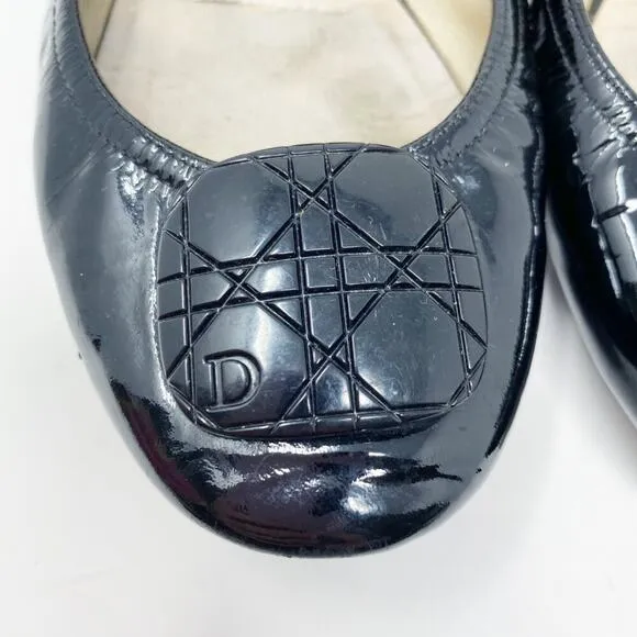 Dior Black Patent Leather Ballet Flats Women's Size 7.5 GUC
