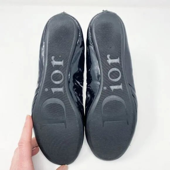 Dior Black Patent Leather Ballet Flats Women's Size 7.5 GUC