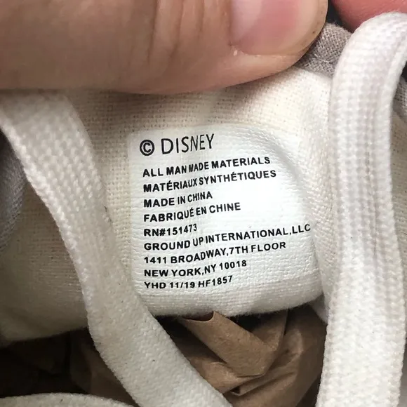 Disney Lilo &amp; Stich Mens 10 Disney Canvas Sneaker Ground Up Shoes White Lace up