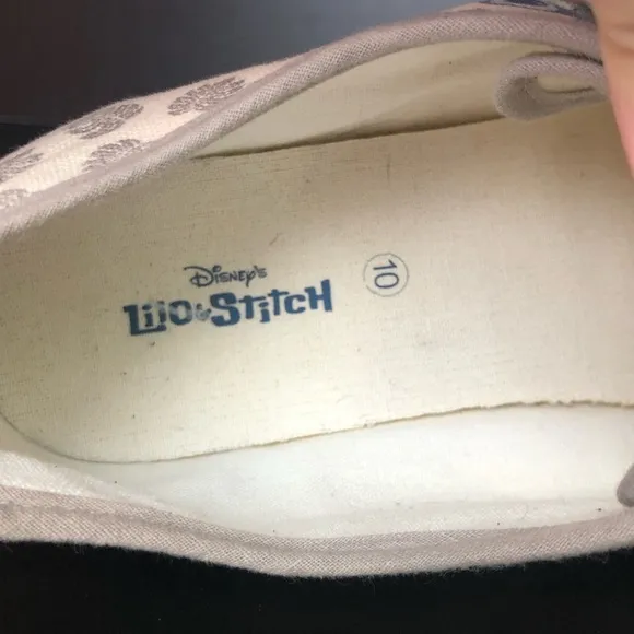 Disney Lilo &amp; Stich Mens 10 Disney Canvas Sneaker Ground Up Shoes White Lace up
