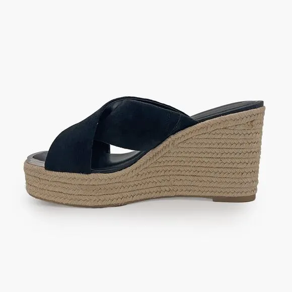 DKNY &quot;Maryn&quot; Crossband Espadrille Platform Wedge Sandals (Black | Size 8.5M)