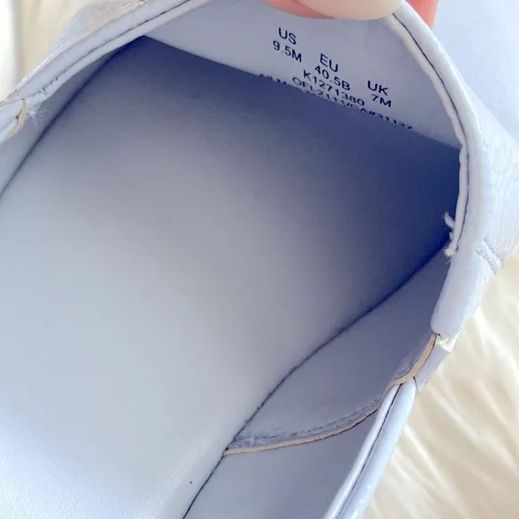 DKNY Powder Blue platform textured patent leather Espadrille