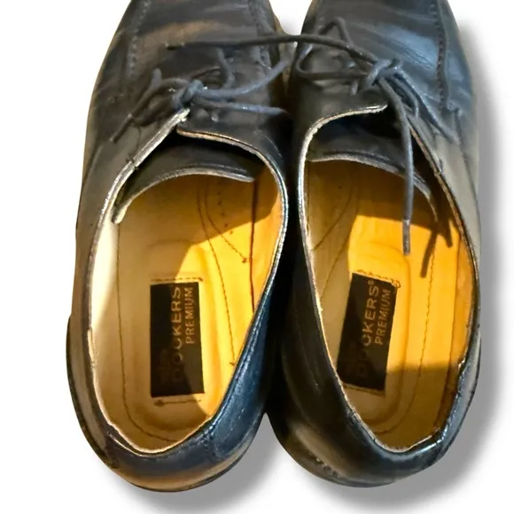 Dockers Premium Men's Leather Dark Brown Oxford Lace Up Dress Shoes Sz 9 Wide