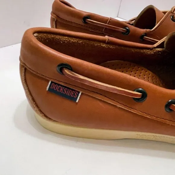 Docksides by Sebago Tan Leather Boat Shoes/Slip On Loafers Size: 10 1/2M