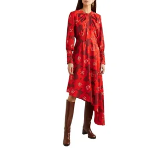 Dodo Bar Or Melody Dress Asymmetrical Midi Linda Bordo Red Size 42 NEW