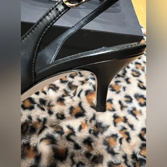 Dolce &amp; Gabbana Black Leather Slingback Kitten Heel Pumps 38/7.5