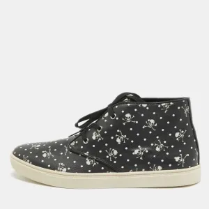 Dolce &amp; Gabbana Black Skull and Crossbone Print Canvas High Top Sneakers Size 44