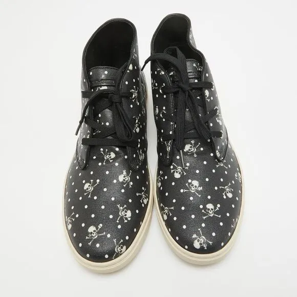 Dolce &amp; Gabbana Black Skull and Crossbone Print Canvas High Top Sneakers Size 44
