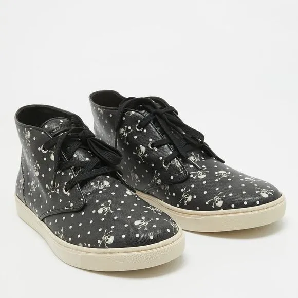 Dolce &amp; Gabbana Black Skull and Crossbone Print Canvas High Top Sneakers Size 44