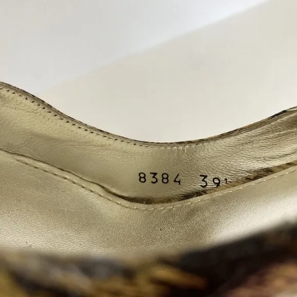 DOLCE &amp; GABBANA Vintage Genuine Leather Pumps Eel Skin Striped Size 39.5/US 9.5