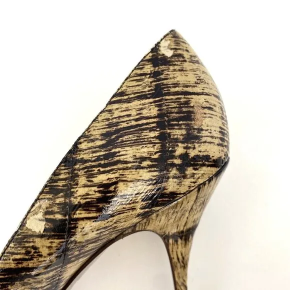 DOLCE &amp; GABBANA Vintage Genuine Leather Pumps Eel Skin Striped Size 39.5/US 9.5
