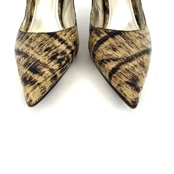 DOLCE &amp; GABBANA Vintage Genuine Leather Pumps Eel Skin Striped Size 39.5/US 9.5