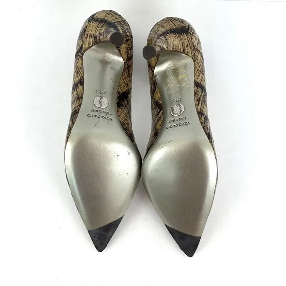 DOLCE &amp; GABBANA Vintage Genuine Leather Pumps Eel Skin Striped Size 39.5/US 9.5