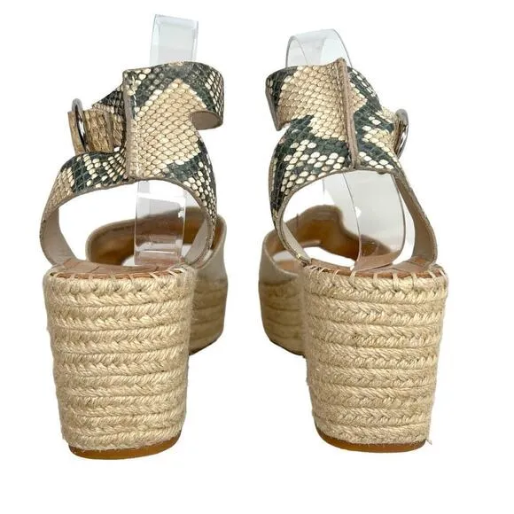DOLCE VITA Lesly Espadrille Platform Sandal in Tan &amp; Snake Print Women's Sz. 8.5