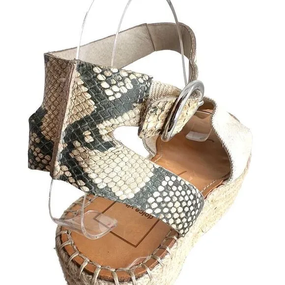 DOLCE VITA Lesly Espadrille Platform Sandal in Tan &amp; Snake Print Women's Sz. 8.5