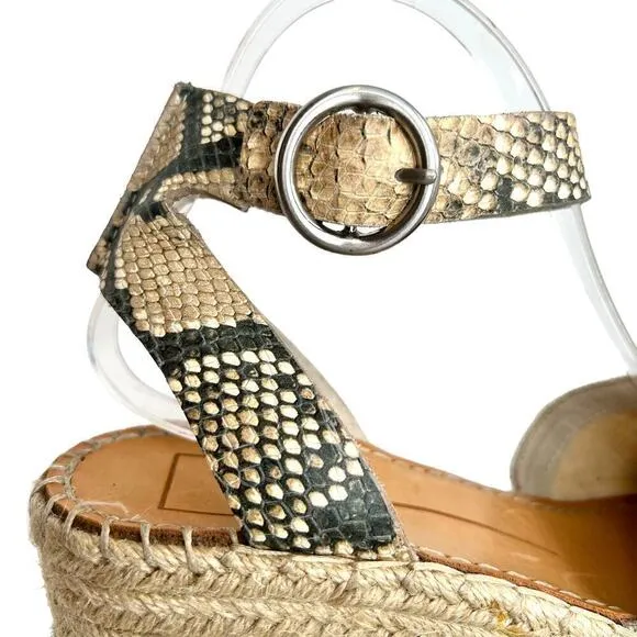 DOLCE VITA Lesly Espadrille Platform Sandal in Tan &amp; Snake Print Women's Sz. 8.5