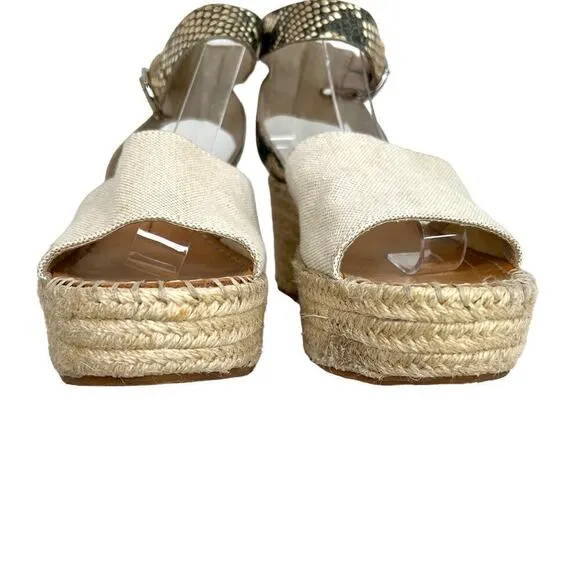 DOLCE VITA Lesly Espadrille Platform Sandal in Tan &amp; Snake Print Women's Sz. 8.5