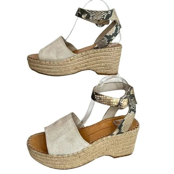 DOLCE VITA Lesly Espadrille Platform Sandal in Tan &amp; Snake Print Women's Sz. 8.5