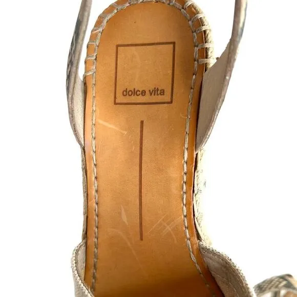 DOLCE VITA Lesly Espadrille Platform Sandal in Tan &amp; Snake Print Women's Sz. 8.5