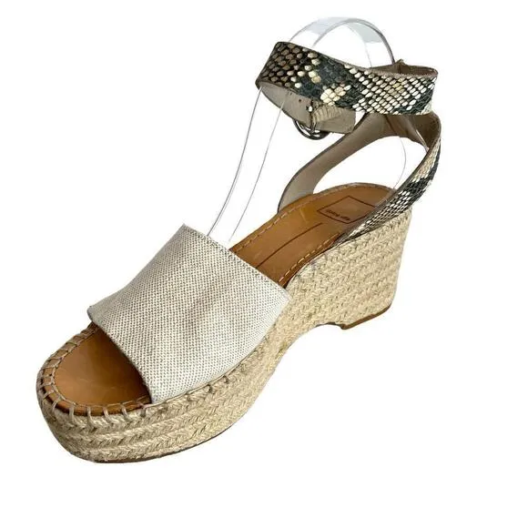 DOLCE VITA Lesly Espadrille Platform Sandal in Tan &amp; Snake Print Women's Sz. 8.5