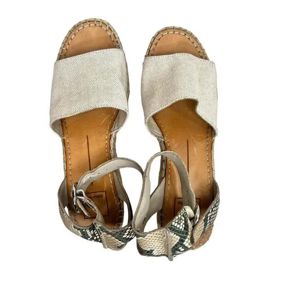 DOLCE VITA Lesly Espadrille Platform Sandal in Tan &amp; Snake Print Women's Sz. 8.5