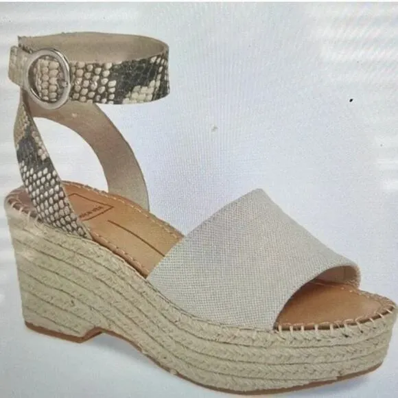DOLCE VITA Lesly Espadrille Platform Sandal in Tan &amp; Snake Print Women's Sz. 8.5