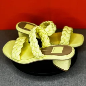 Dolce Vita Ronin Sandal Slides Pale Yellow Braided Textured Block Heel Size 6