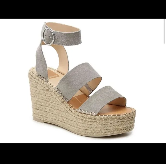 Dolce Vita Shae Espadrille Wedges Size 7.5 Gray