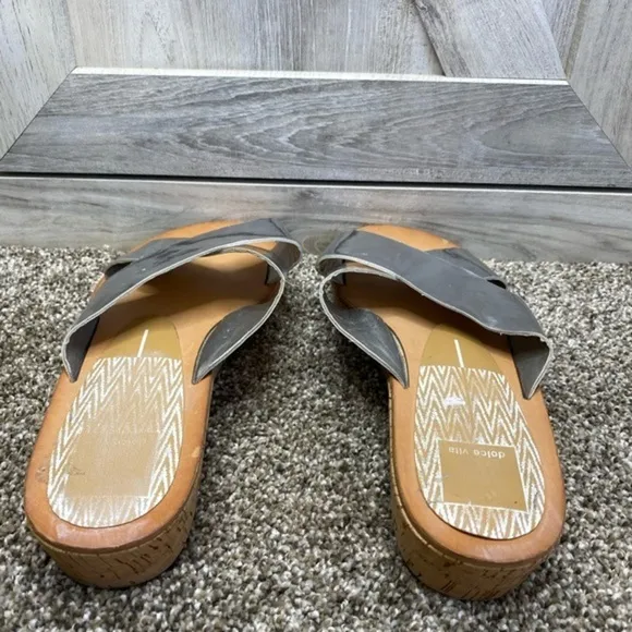 dolce vita Silver Criss-Cross Cork Wedge Mule Slide 7