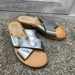 dolce vita Silver Criss-Cross Cork Wedge Mule Slide 7