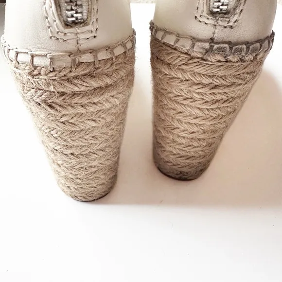 Dolce Vita STRAW WEDGES IN BLACK/WHITE Leather Sandal 8.5