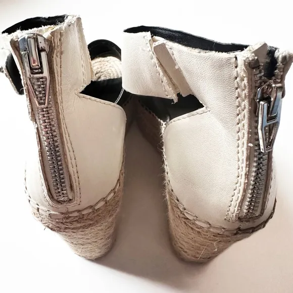 Dolce Vita STRAW WEDGES IN BLACK/WHITE Leather Sandal 8.5