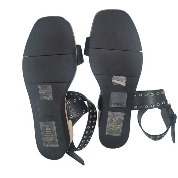 Dolce Vita Women 7.5 Stud Calf Hair Sandals Y2K Summer Festival Goth Retro 90's
