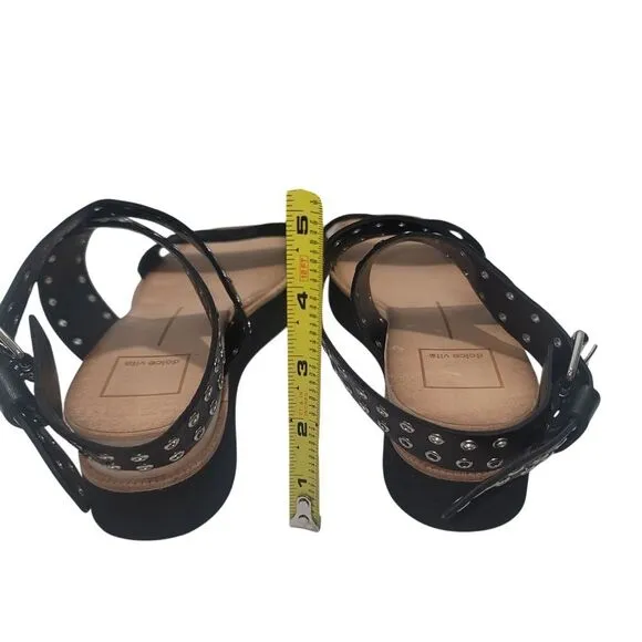Dolce Vita Women 7.5 Stud Calf Hair Sandals Y2K Summer Festival Goth Retro 90's