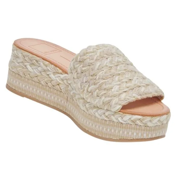 Dolce Vita Women Pazli Espadrille Platform Wedge Slide Sandals Ivory Size 9 1/2