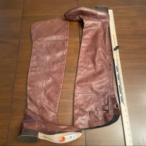 Dolce Vita Womens Riding Boots Brown Leather Over Knee Flat Distressed 7 M