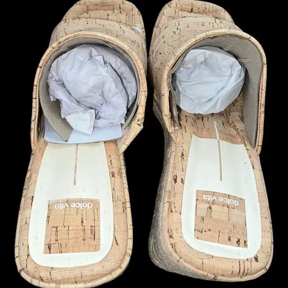 Dolce Vita Elaria Espadrille Natural Cork Wedges Sandales Size 8.5