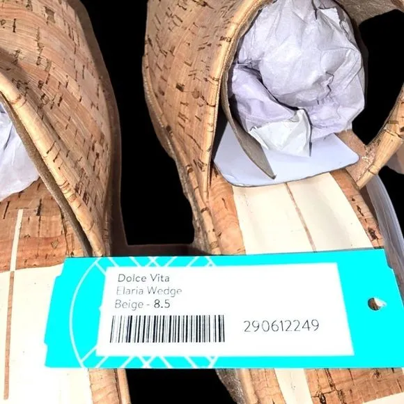 Dolce Vita Elaria Espadrille Natural Cork Wedges Sandales Size 8.5