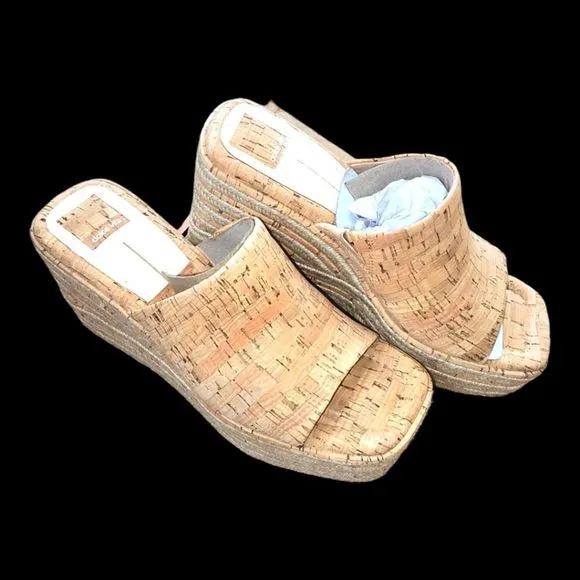 Dolce Vita Elaria Espadrille Natural Cork Wedges Sandales Size 8.5
