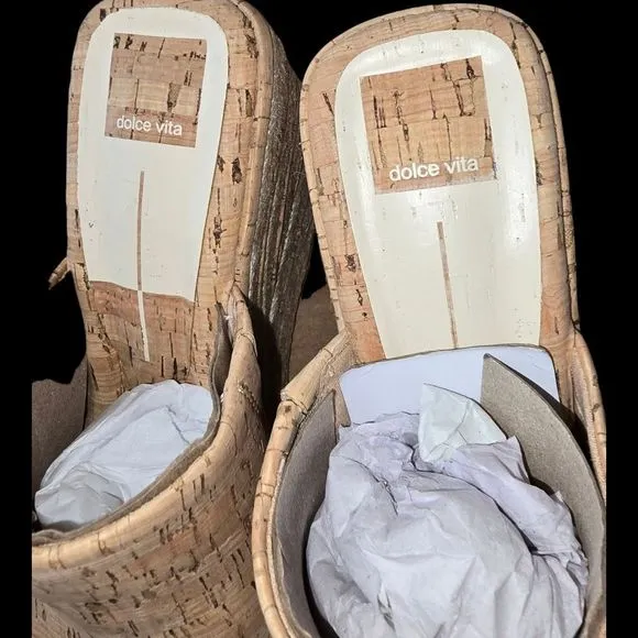 Dolce Vita Elaria Espadrille Natural Cork Wedges Sandales Size 8.5