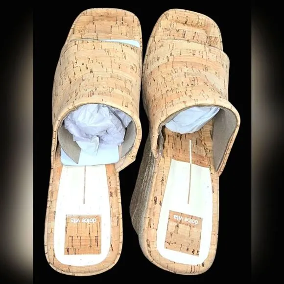 Dolce Vita Elaria Espadrille Natural Cork Wedges Sandales Size 8.5