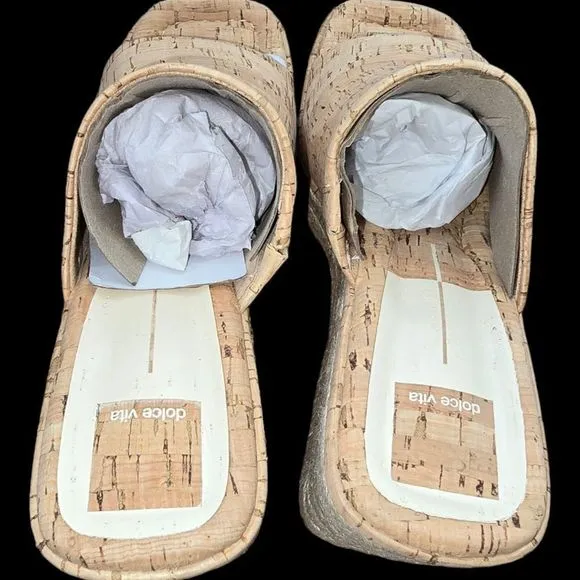 Dolce Vita Elaria Espadrille Natural Cork Wedges Sandales Size 8.5