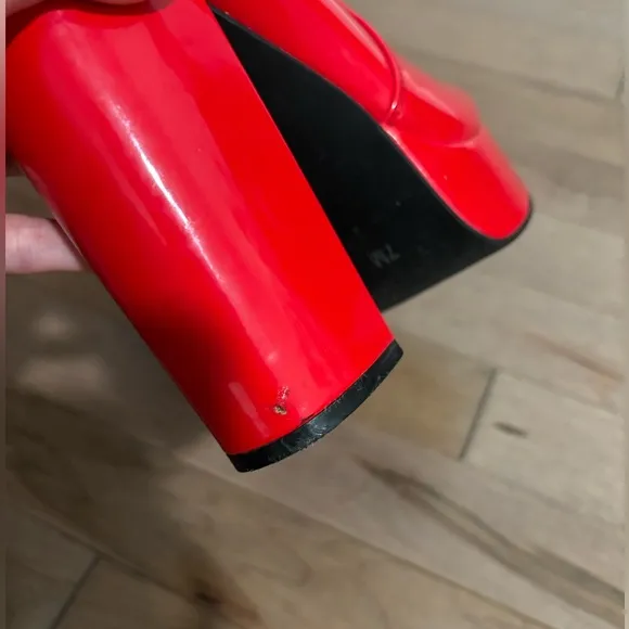 Dolls Kill Red Platform Heeled Boots Booties