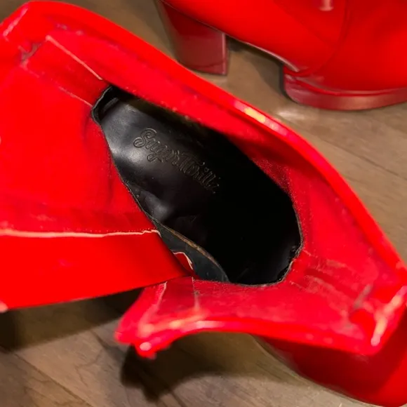 Dolls Kill Red Platform Heeled Boots Booties