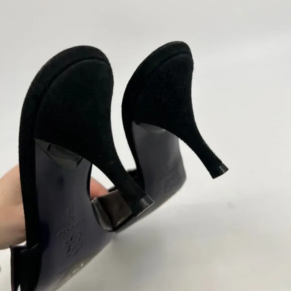 Donald J. Pliner Black Silver Buckle Stiletto Heels | Size 8