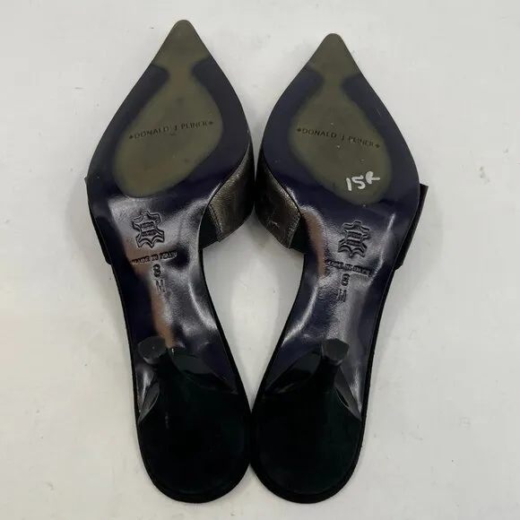 Donald J. Pliner Black Silver Buckle Stiletto Heels | Size 8
