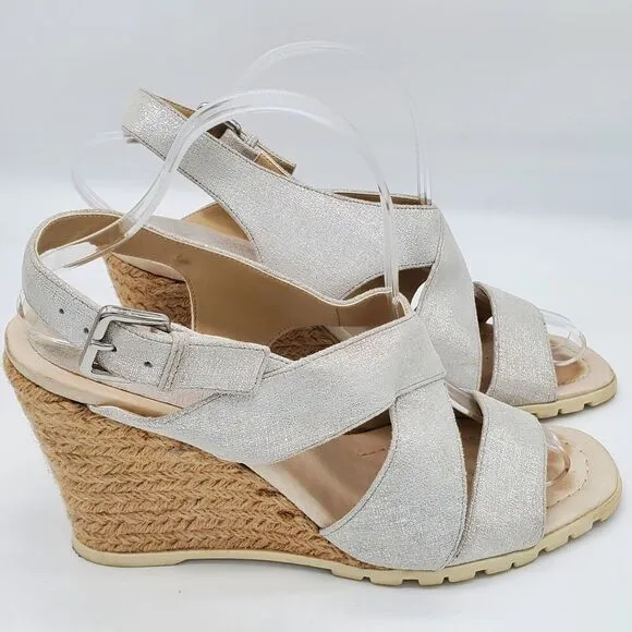 Donald J Pliner Brevos Metallic Strappy Cork Wedge