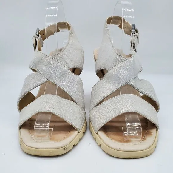Donald J Pliner Brevos Metallic Strappy Cork Wedge